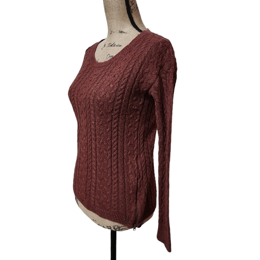 American Eagle Crew Neck Cable Knit Zip Side Sweater - Small - Picture 4 of 8
